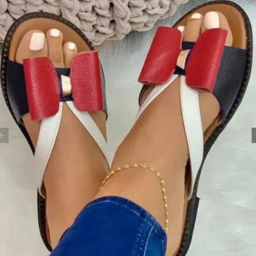 Women's Colorful Bow Accent Sandals – Comfortable Open-Toe Summer Shoes for Casual Wear 2025