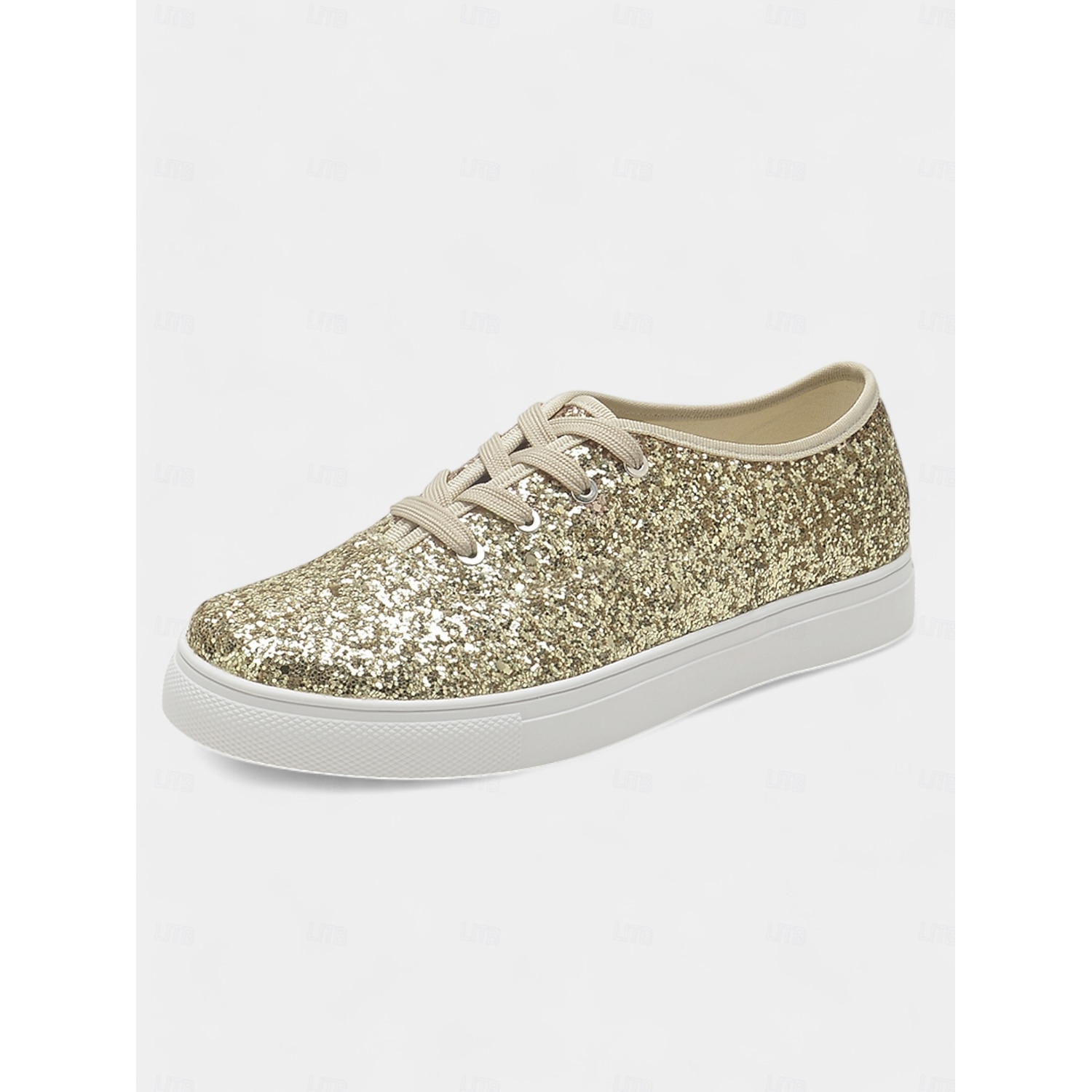 Gold Glitter Lace-Up Sneakers – Stylish and Comfortable Shoes for Casual Outings or Wedding After-Parties 2025 - Image 3
