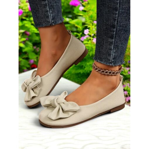 Women's Flats Barefoot shoes Wide Fit Shoes Comfort Shoes Daily Travel Mother's Day Bowknot Flat Heel Round Toe Casual Comfort Minimalism Faux Leather - Image 2