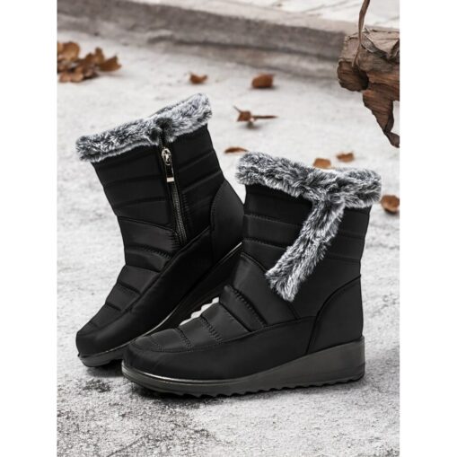 Women's Navy Winter Snow Boots with Faux Fur Lining – Waterproof, Anti-Slip Warm Ankle Boots 2025 - Image 3