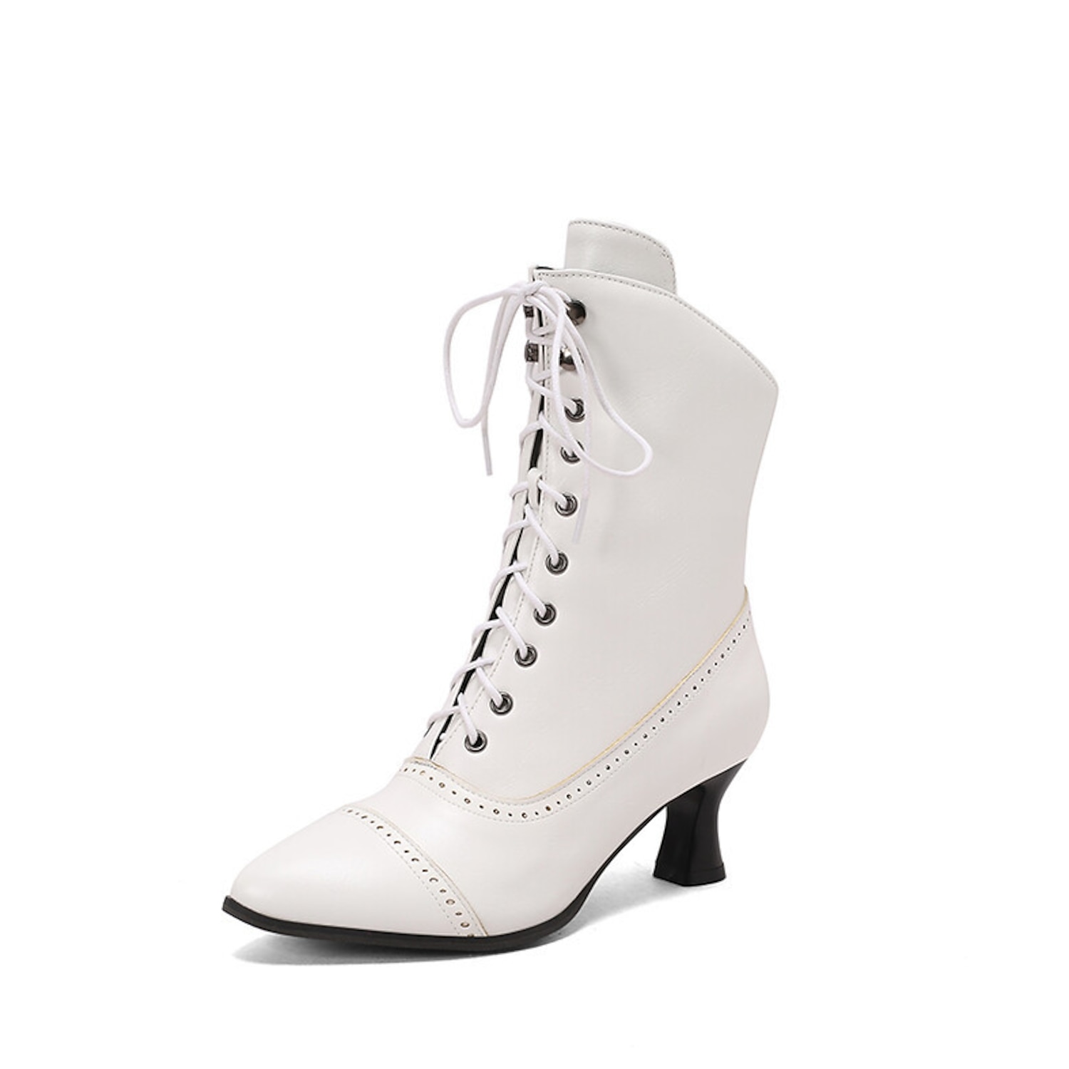 Women's Victorian Lace-Up Ankle Boots – Retro Faux Leather Heeled Boots for Cosplay, Parties, and Daily Wear 2025 - Image 6