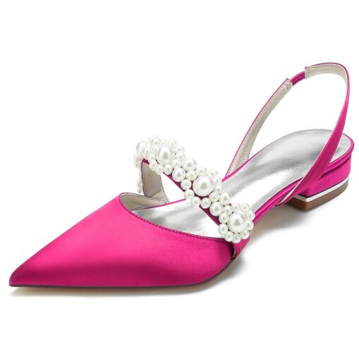 Elegant White Satin Women's Dress Shoes with Pearl Embellishments: Perfect Low Heel Sandals for Weddings and Special Occasions 2025 - Image 6