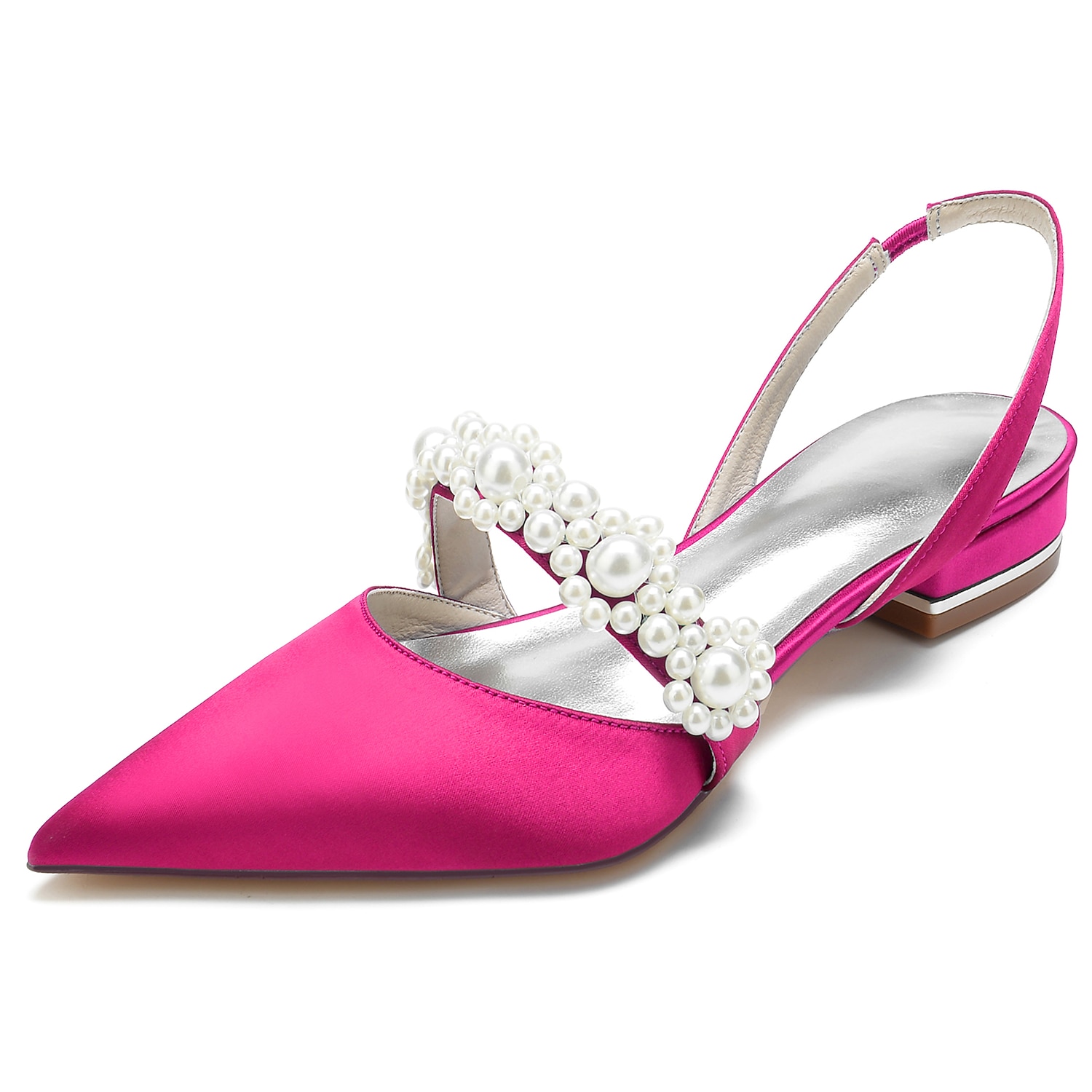 Elegant White Satin Women's Dress Shoes with Pearl Embellishments: Perfect Low Heel Sandals for Weddings and Special Occasions 2025 - Image 6