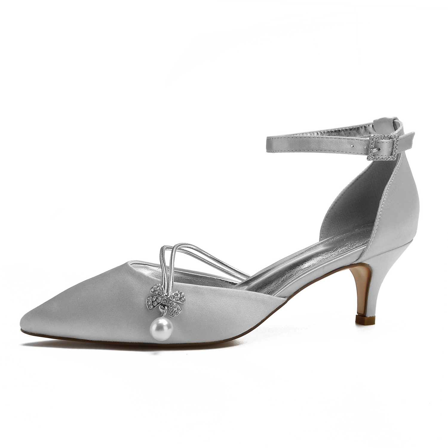 Women's Navy Blue Satin Wedding Heels – Elegant Pointed-Toe Pumps with Pearl and Rhinestone Embellishments 2025 - Image 11