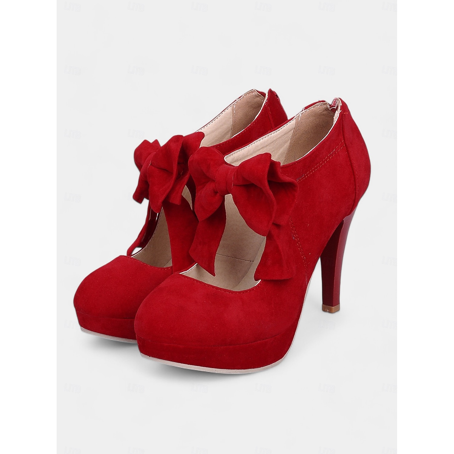 Women's Red Bow Suede Heels - Retro Platform Pumps with Stiletto Heel, Perfect for Vintage-Inspired Looks, Parties, and Special Occasions 2025 - Image 4