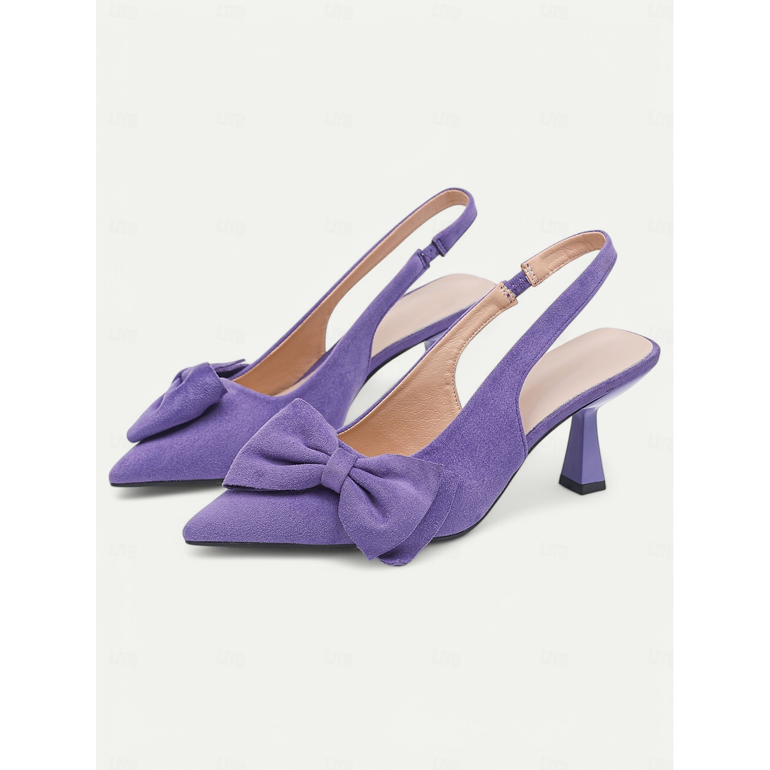 Women's Green Suede Slingback Heels – Pointed Toe Kitten Heels with Bow Detail, Elegant Pumps for Parties & Office Wear 2025 - Image 3
