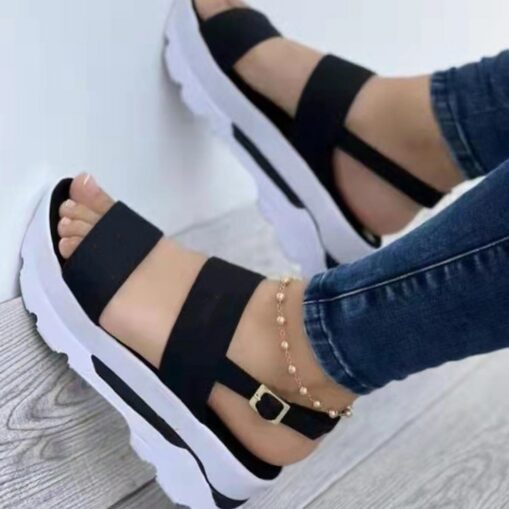 Women's White Platform Sandals with Adjustable Straps - Chunky Sole Open-Toe Summer Shoes 2025 - Image 2