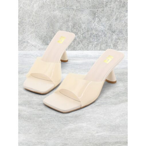 Women's Brown Transparent Square-Toe Slip-On Heeled Sandals – Modern Chic Mules for Parties, Casual Wear and Summer Outings 2025 - Image 4