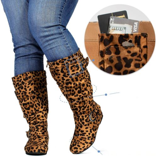 Women's Wide Calf Boots with Hidden Pocket – Comfortable Wide Width Slouchy Design with Buckle Accents 2025 - Image 6