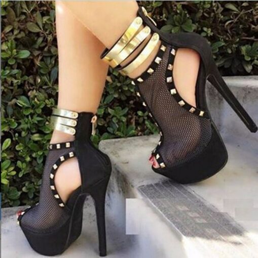 Women's Sandals Boots Stilettos Platform Sandals Sandals Boots Summer Boots Rivet Platform High Heel Stiletto Heel Peep Toe Yellow White Black Sandals