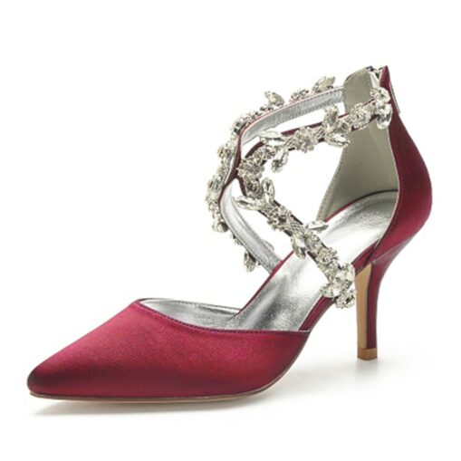 Women's Wedding Shoes Pumps Bling Bling Dress Shoes Sparkling Shoes Bridal Shoes Crystal High Heel Pointed Toe Elegant Luxurious Satin Zipper Silver B - Image 14