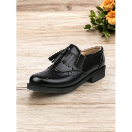 Women's Brown Loafers with Brogue Detailing, Fringe, and Tassel Accents – Classic Vintage-Inspired Footwear for Casual and Office Wear 2025 - Image 2
