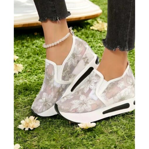 Gold Sequined Mesh Slip-On Sneakers with Air Cushion Sole - Women's Comfortable Wedding or Party Shoes 2025 - Image 6