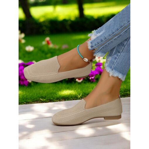Slip-On Flyknit Shoes with Soft Knit Upper, Casual Style and Foldable Cushioned Sole for Comfortable Summer Wear and Daily Activities 2025 - Image 5