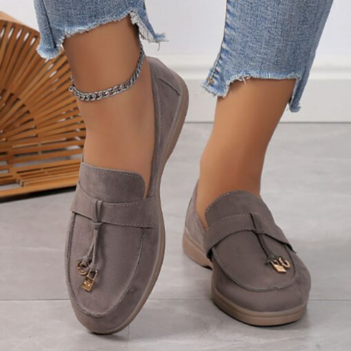 Women's Slip-Ons Loafers Plus Size Comfort Shoes Work Daily Walking Solid Color Summer Flat Heel Round Toe Casual Comfort Minimalism Faux Suede Loafer - Image 5