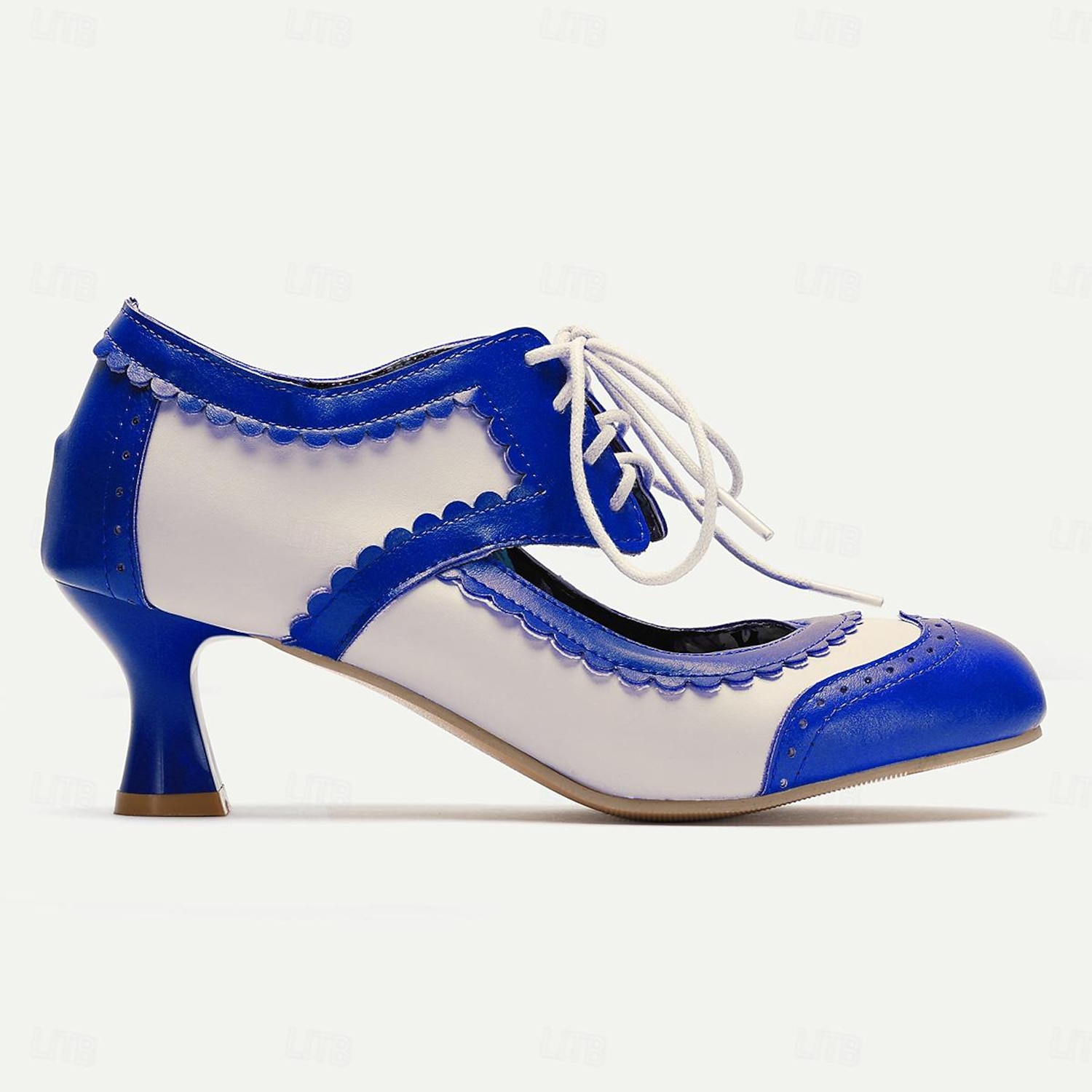 Vintage Oxford Lace-Up Women's Brogue Heels – Two-Tone Retro Style Shoes with Elegant Floral Insole and Kitten Heel for Formal and Casual Occasions 20 - Image 3