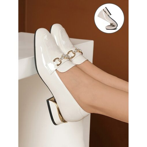 Women's Patent Leather Loafers – Sleek Glossy Finish with Gold Buckle, Elegant Flat Shoes for Casual and Formal Wear 2025 - Image 2