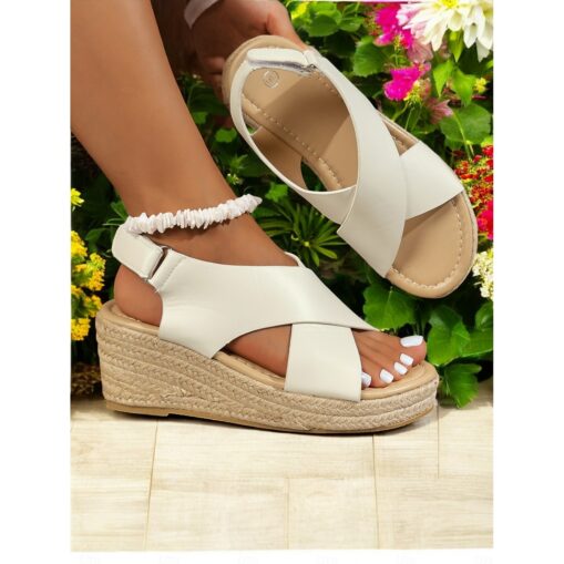 Black Espadrille Wedge Sandals for Women – Stylish Cross-Strap Design, Comfortable Summer Footwear, Perfect for Beach and Casual Outings 2025