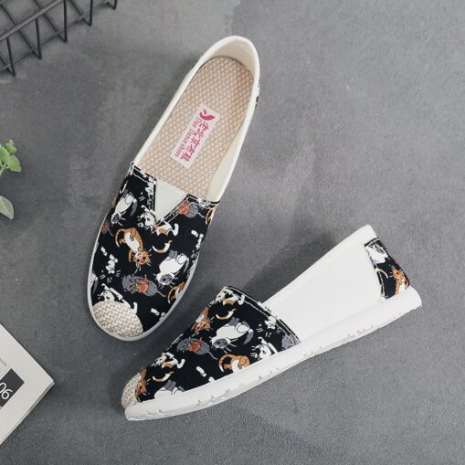 Women's Flats Slip-Ons Comfort Shoes Daily Striped Flat Heel Round Toe Casual Sweet Canvas Loafer cherry Bear star 2025 - Image 3