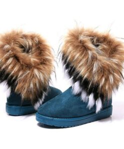 Women's Faux Fur Winter Boots with Fluffy Trim - Cozy and Stylish Cold Weather Footwear 2025