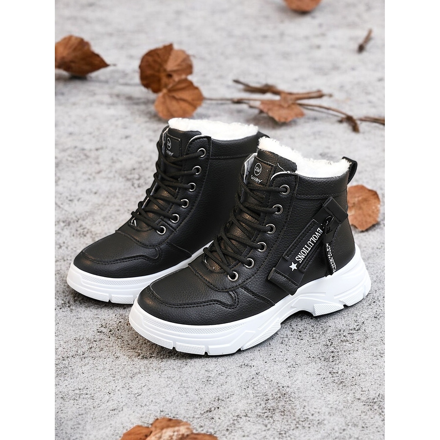Women's Lace-Up Ankle Boots with Warm Fur Lining – Stylish Beige Winter Boots for Outdoor Cold Weather Comfort 2025 - Image 2