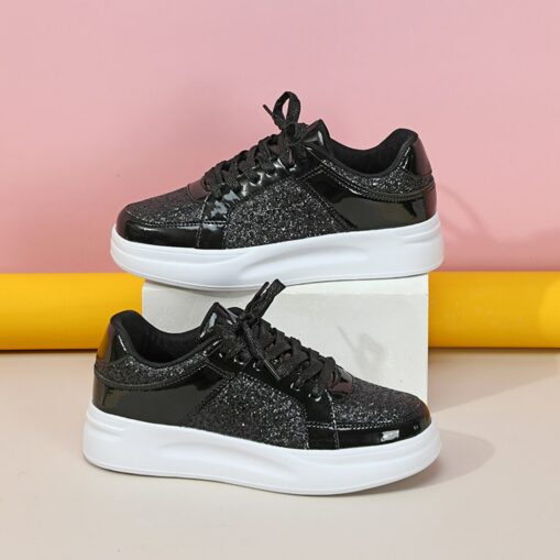 Women's Sparkly Pink Glitter Sneakers with Lace-Up Closure and Comfortable Sole - Perfect for Casual Wear and Parties 2025 - Image 5
