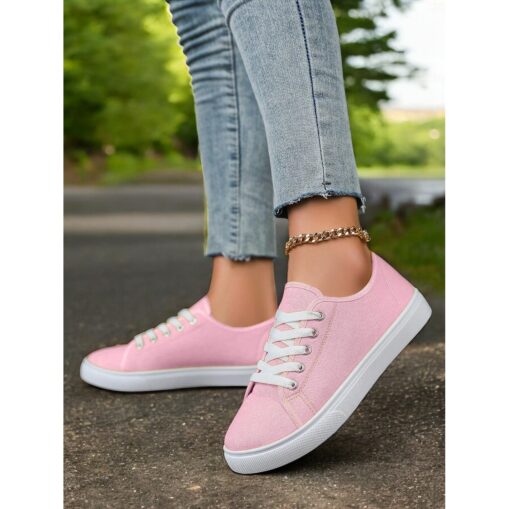 Canvas Lace-Up Sneakers for Women – Classic and Comfortable Sneakers for Everyday Wear, Perfect for Casual Outings and Weekend Adventures 2025 - Image 2