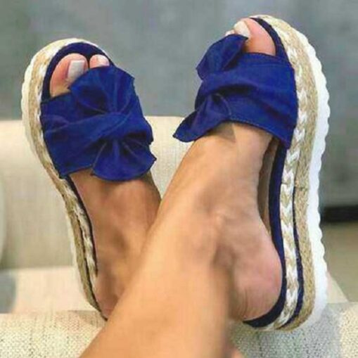 Women's White Bow Espadrille Platform Sandals – Casual Summer Slide-On Wedges with Braided Jute Sole 2025 - Image 7