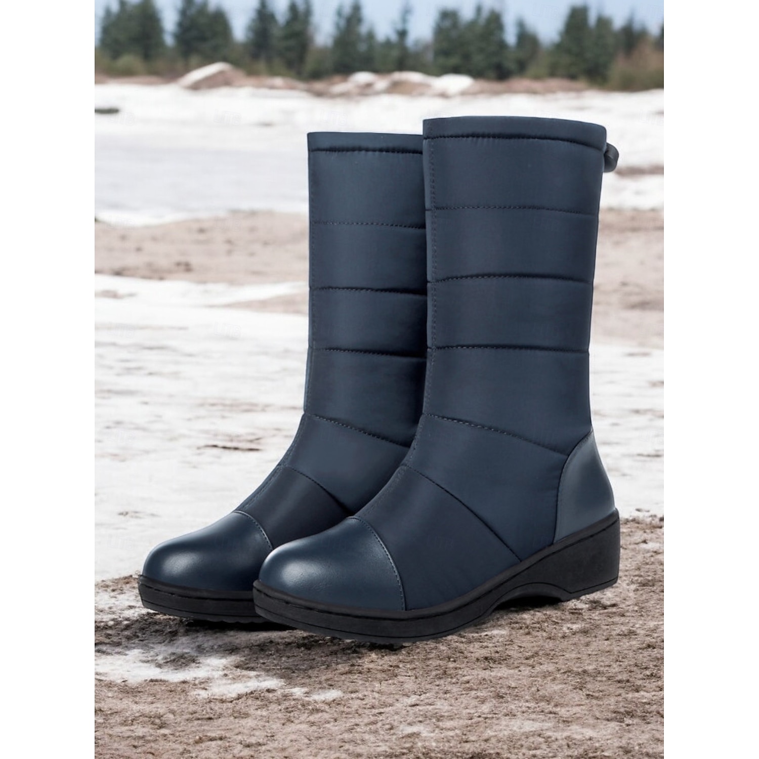 Women's Winter Snow Boots - Black Waterproof, Faux Fur Lined, Mid-Calf Warm Outdoor Shoes for Cold Weather 2025 - Image 3