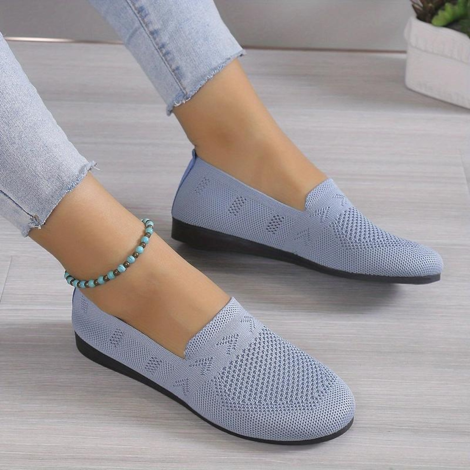 Women's Flats Slip-Ons Comfort Shoes Daily Solid Color Winter Flat Heel Round Toe Fashion Casual Comfort Walking Tissage Volant Loafer Dark Grey Black - Image 4