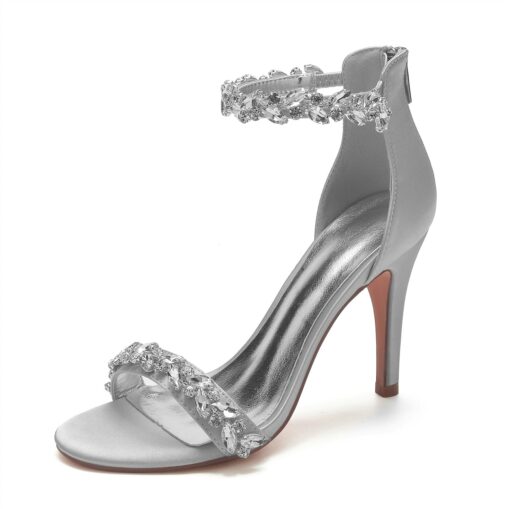 Women's Wedding Shoes Bling Bling Sparkling Shoes Bridal Shoes Crystal Stiletto Pointed Toe Minimalism Satin Zipper Green / Blue Black White 2025 - Image 9