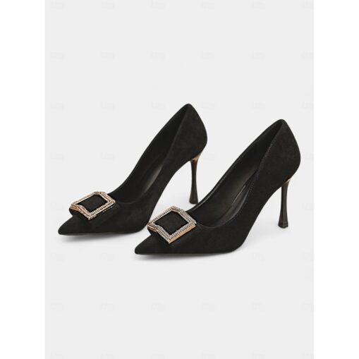 Luxury Women's Teal Velvet Pointed Toe Heels with Crystal Buckle – Elegant Stiletto Shoes for Formal Events, Parties, and Weddings 2025 - Image 3
