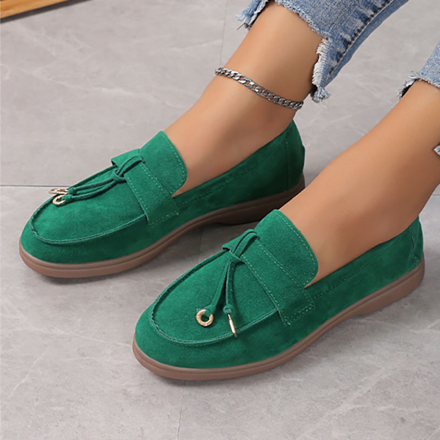 Women's Slip-Ons Loafers Plus Size Comfort Shoes Work Daily Walking Solid Color Summer Flat Heel Round Toe Casual Comfort Minimalism Faux Suede Loafer - Image 3