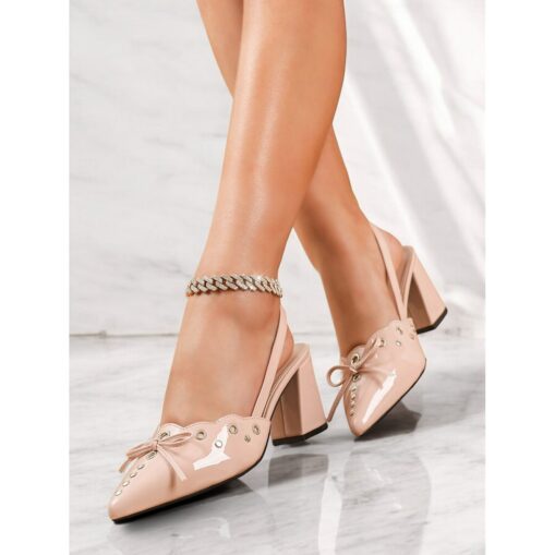 Women's Patent Leather Slingback Heels with Bow – Chic Pointed-Toe Pumps with Cutout Design for Party & Work 2025 - Image 4