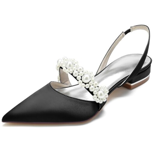 Elegant White Satin Women's Dress Shoes with Pearl Embellishments: Perfect Low Heel Sandals for Weddings and Special Occasions 2025 - Image 3
