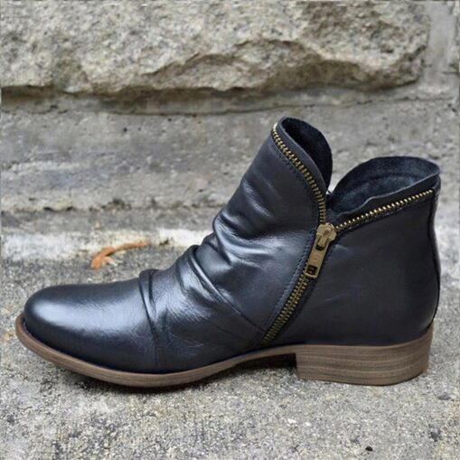 Women's Stylish Red Ankle Boots - Casual Zip-Up Faux Leather Booties for Everyday Wear 2025 - Image 5