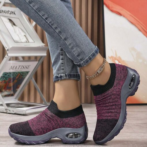 Women's Slip-On Air Cushion Walking Shoes - Breathable Knitted Athletic Sneakers for Comfort and Support, Ideal for Daily Use and Fitness Activities 2 - Image 7