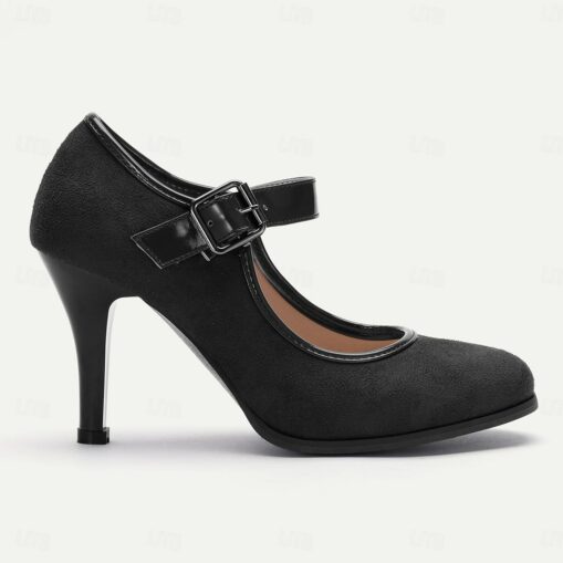 Women's Red Mary Jane Heels - Classic Suede High Heel Shoes for Parties and Formal Events 2025 - Image 2