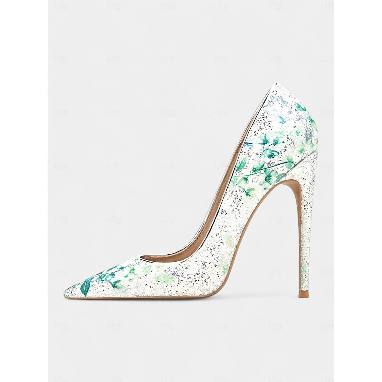 Women's Glitter Floral Stiletto Heels - Elegant Pointed-Toe Pumps for Weddings, Parties, and Evening Events 2025 - Image 2