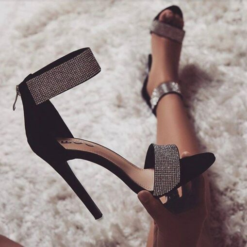 Women's Elegant Rhinestone Embellished High Heel Wedding Sandals - Perfect Bridal Shoes for Special Occasions 2025 - Image 2