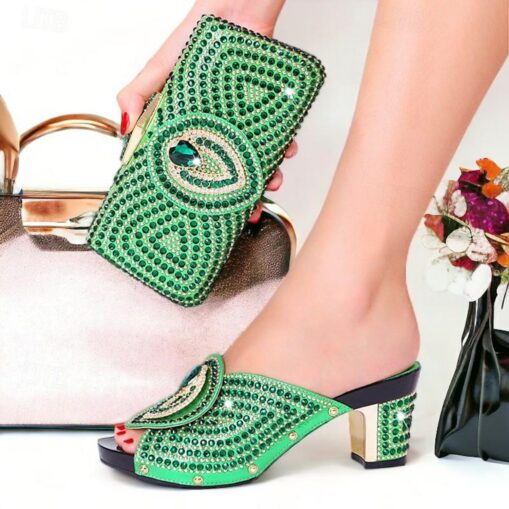 Women's Heels Wedding Shoes Sandals Dress Shoes Glitter Crystal Sequined Jeweled Sparkling Shoes Wedding Party Wedding Sandals Bridal Shoes Bridesmaid - Image 3