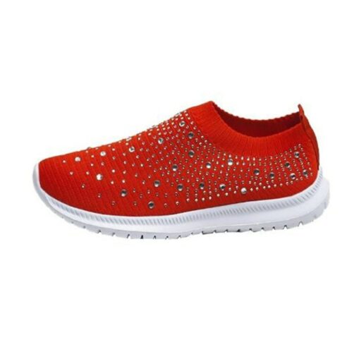 Women's Rainbow Slip-On Sneakers – Colorful Knit Athletic Shoes with Rhinestone Embellishments for Casual Wear and Walking 2025 - Image 10