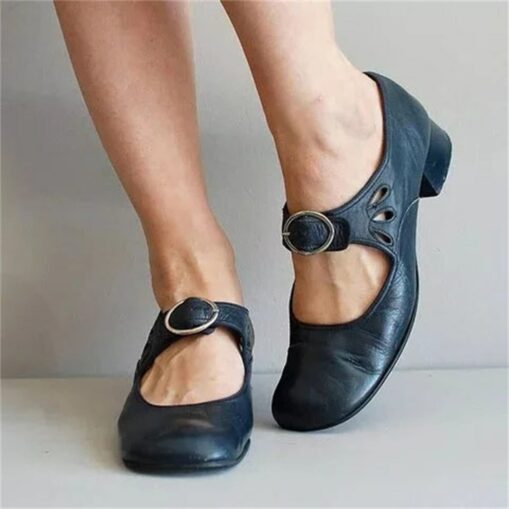 Women's Vintage Mary Jane Shoes with Buckle Strap – Retro Comfort Low-Heel Shoes for Everyday Casual Wear 2025 - Image 3