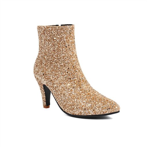 Women's Boots Bling Bling Shoes Metallic Boots Glitter Crystal Sequined Jeweled Wedding Party Daily Booties Ankle Boots Sequin Kitten Heel Pointed Toe - Image 3