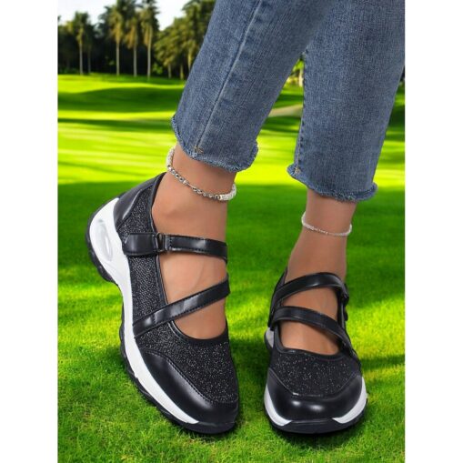 Silver Sports Sneakers for Women – Lightweight Slip-On Shoes with Secure Straps, Great for Active Days, Walks and Casual Sportswear 2025 - Image 3