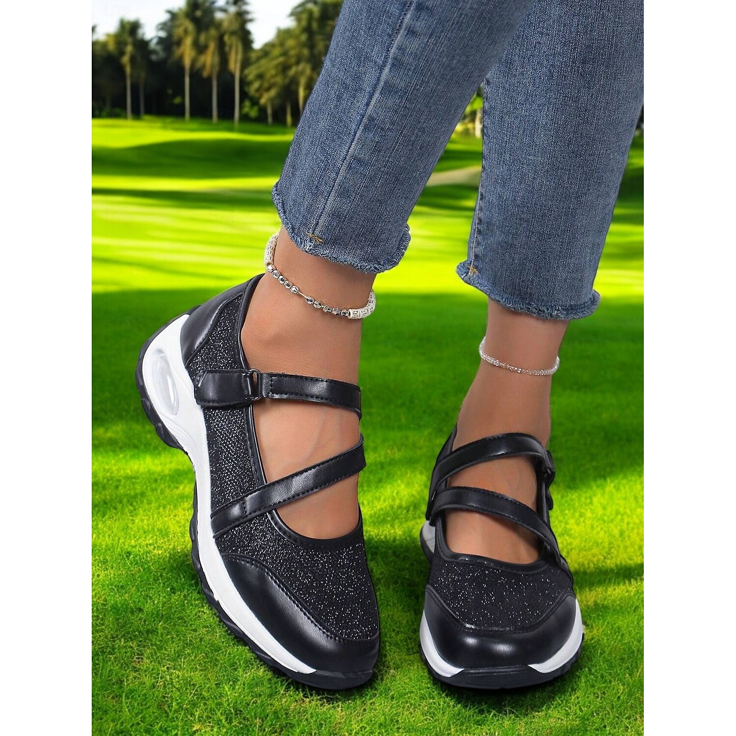 Silver Sports Sneakers for Women – Lightweight Slip-On Shoes with Secure Straps, Great for Active Days, Walks and Casual Sportswear 2025 - Image 3