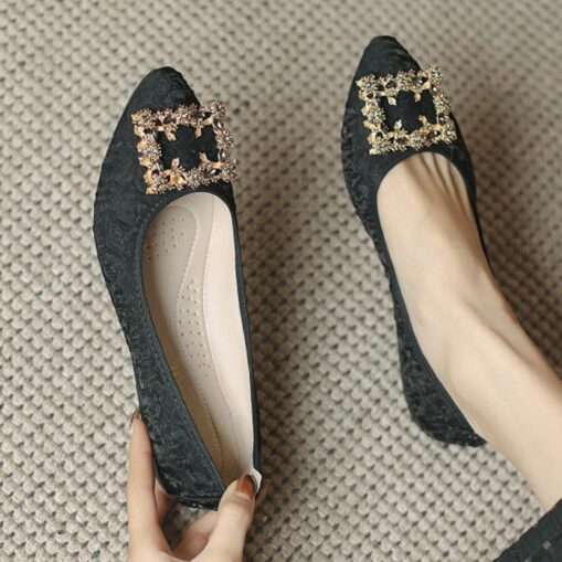 Women's Foldable Crystal Floral Embellished Wedding Flats - Comfortable Lightweight Travel Ballet Shoes 2025 - Image 3