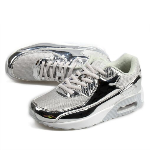 Women's Gold Metallic Running Shoes with Air Cushion Sole for Sports and Fashion 2025 - Image 3
