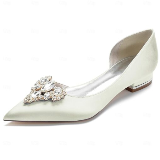 Women's Wedding Shoes Dress Shoes Wedding Party Daily Wedding Flats Bridal Shoes Bridesmaid Shoes Rhinestone Flat Heel Pointed Toe Elegant Fashion Sat - Image 8