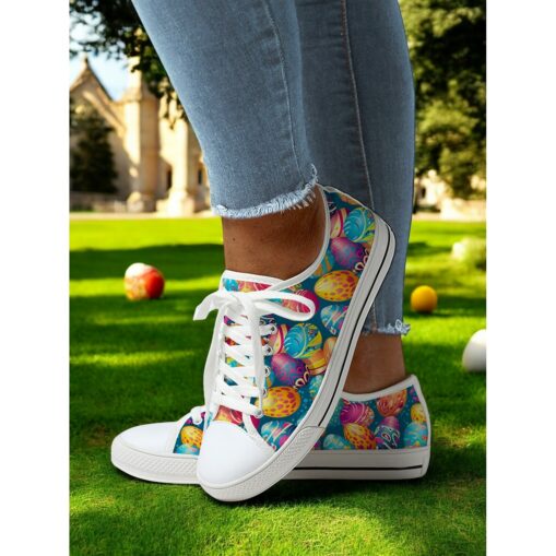 Women's Sneakers Print Shoes Canvas Shoes Daily Travel Color Block Flat Heel Fashion Classic Casual Canvas Lace-up Blue Dark Blue Beige 2025